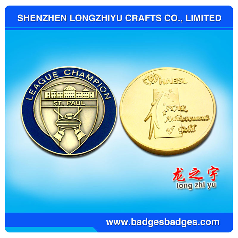 Antique Gold Plated Metal Challenge Coin From China