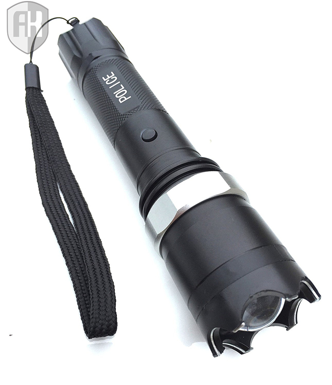 Police Aluminum 3 Modes Adjustable Focus Flashlight Stun Gun Rechargeable