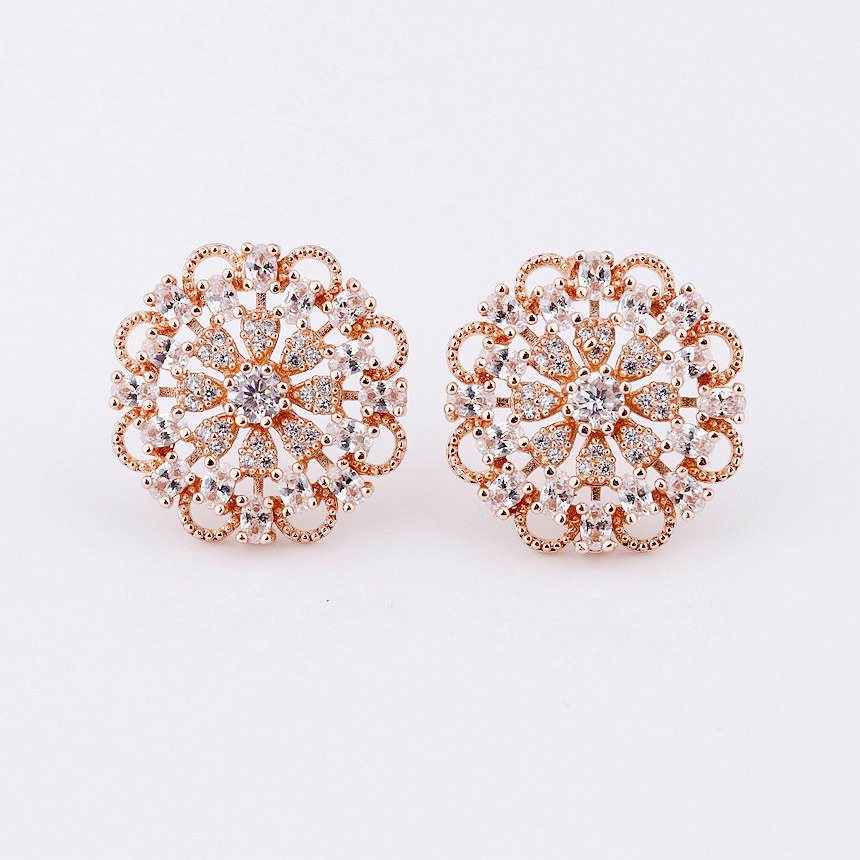 Flower Shape Stud Earring with Micro Pave Setting