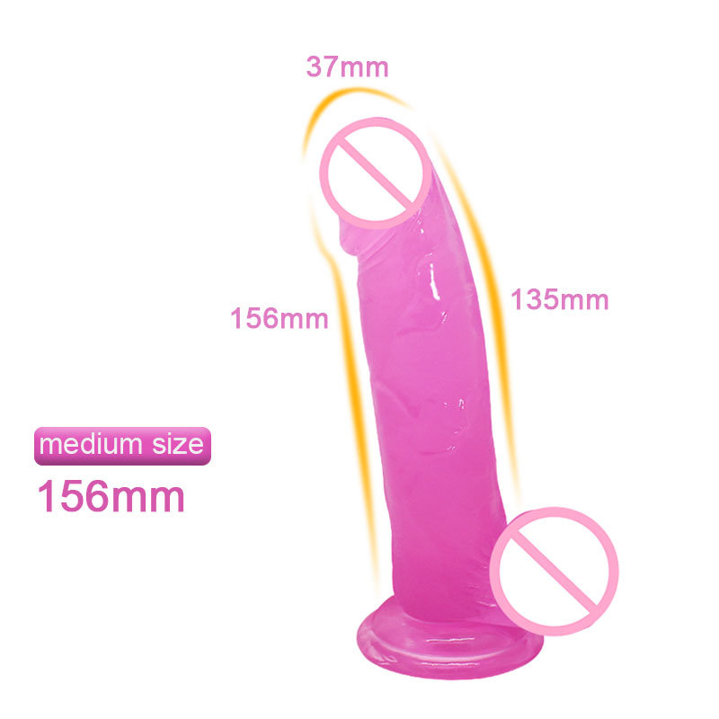 Medium Size Crystal Jelly Realistic Flexible Dildo for Women Toy