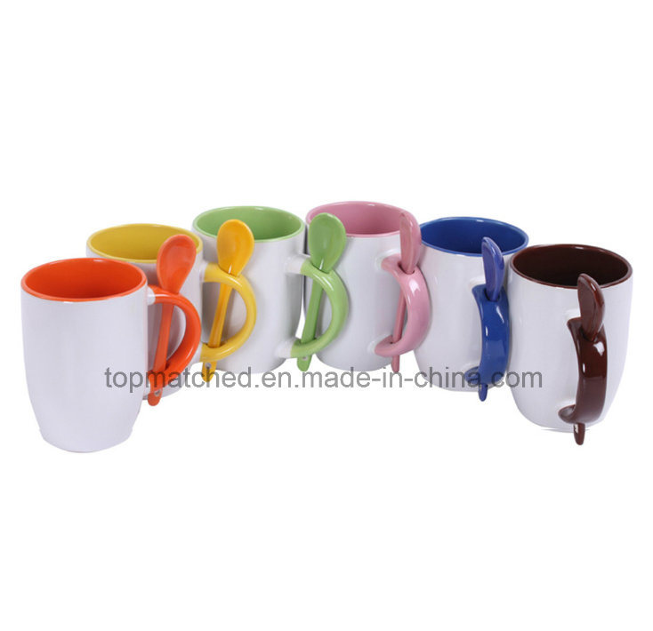 DIY Creative Gift Color Coated Ceramic Sublimation Spoon Mug