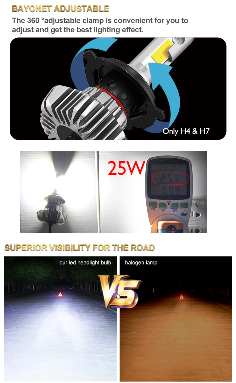 Super Bright 8000lm 9005 9006 9012 H11 H7 High Power Headlight H4 Head Light Bulb Auto Car LED