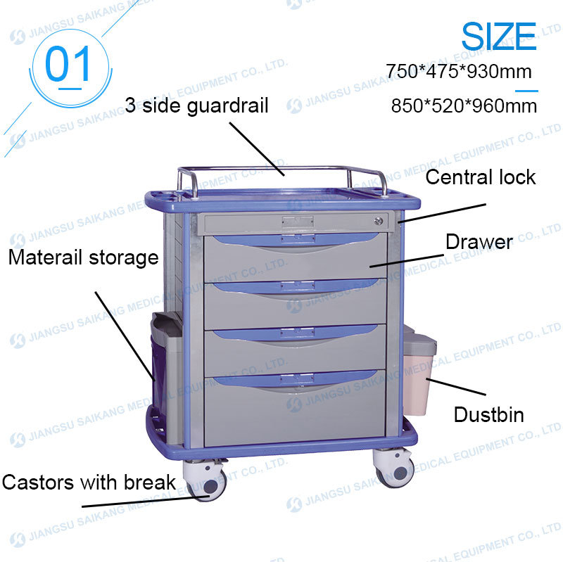 China Online Shopping Low Price Hospital ABS Nursing Trolley
