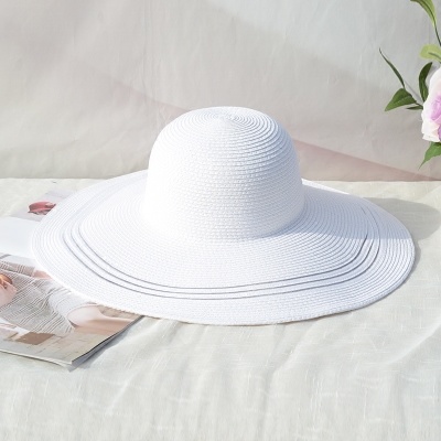 Paper Straw Hat Beach with Customed Logo Bow Women