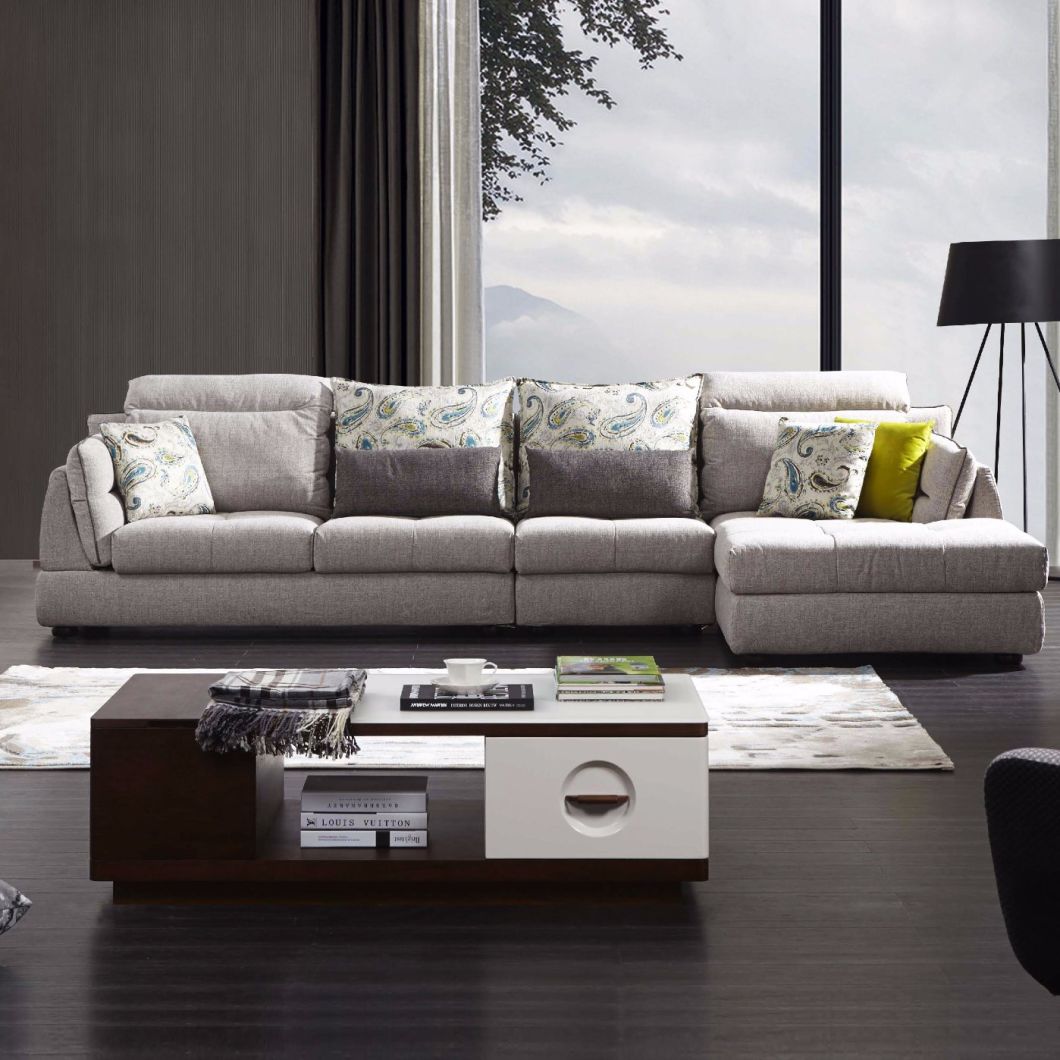 Contemporary Elegant Design Gray Home Furniture Corner Fabric Sofa