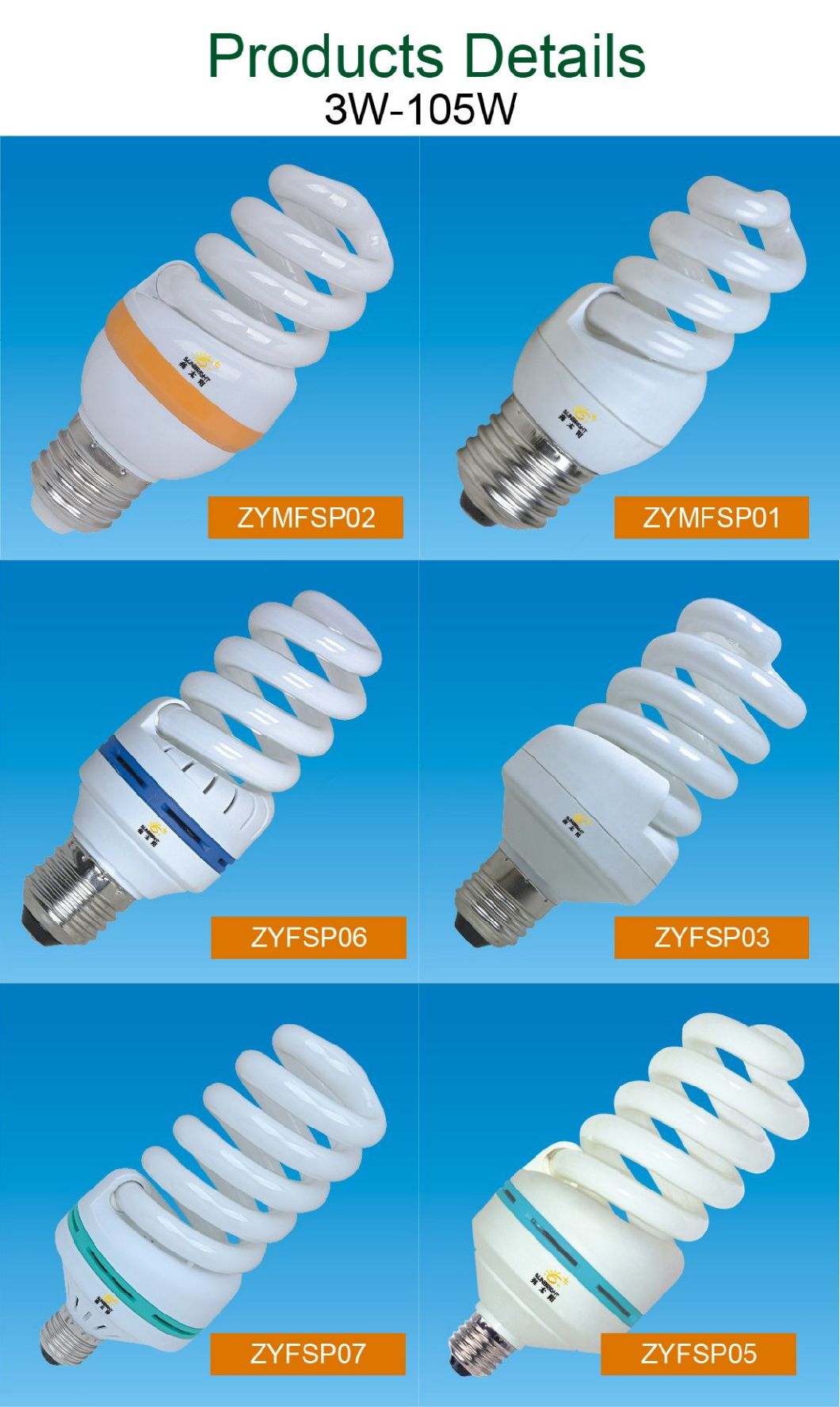 Half Spiral PBT Cheap Energy Saving Light Bulb