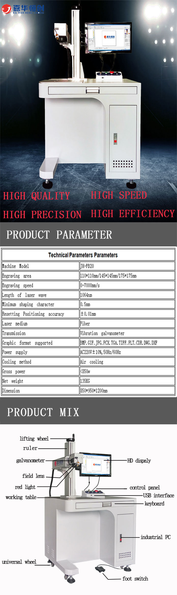 Ka Wah Laser Metal & Non Metal Fiber Laser Marking Machine