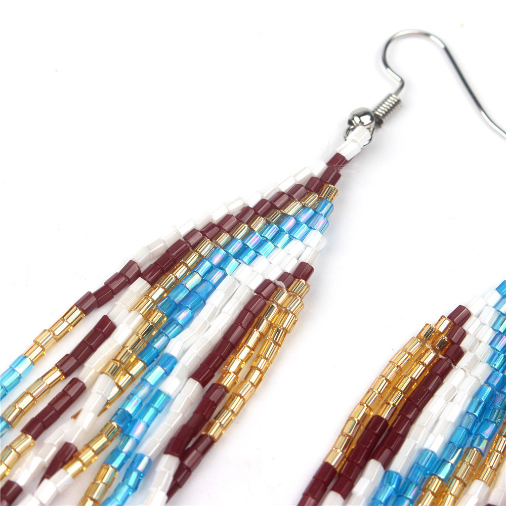 Bohemian Imported Beads Woven Tassel Earrings