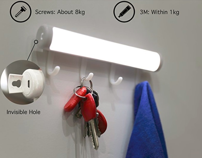Motion Sensing Wardrobe Lights, Under Cabinet Lightening, Portable 12 LED Emergency Flashlight Night Light Bar with Hook for Bedroom, Closet, Stairs, Hallway