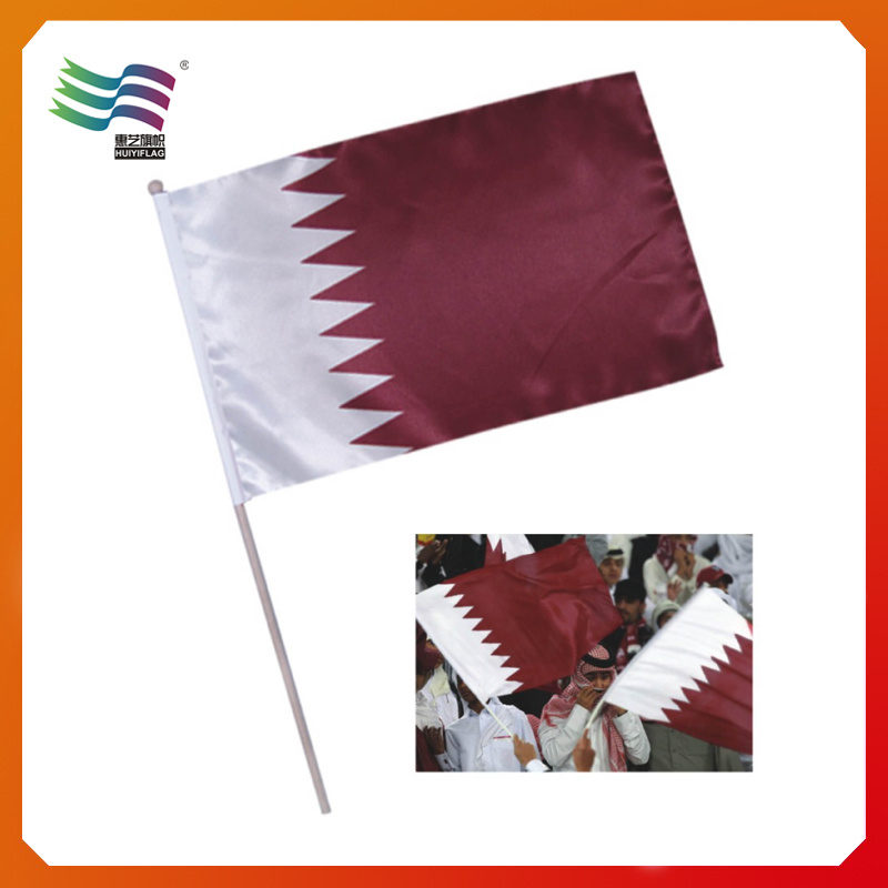 Qatar Custom Hand Flags, Polyester Flag, Paper Flag, Plastic Flag (HYHF-AF063)