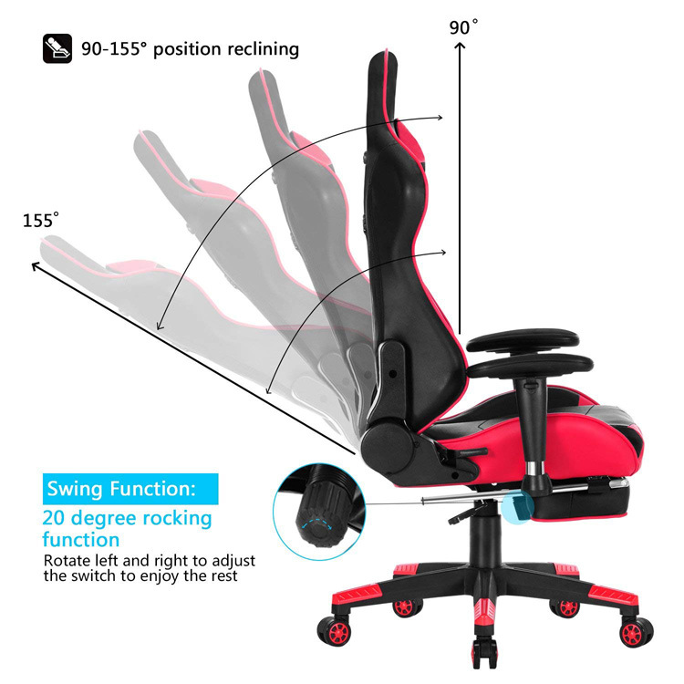 (MED-F) Partner Reclining Seat Computer Gaming Chair, Large Size PU Leather High Back Office Racing Chairs