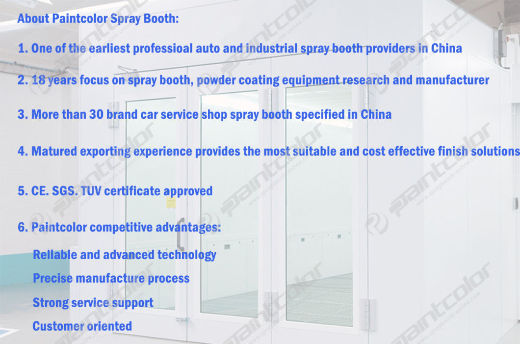 Vehicle Paint Booth with Air Ventilation Through Back Side Wall No Basement