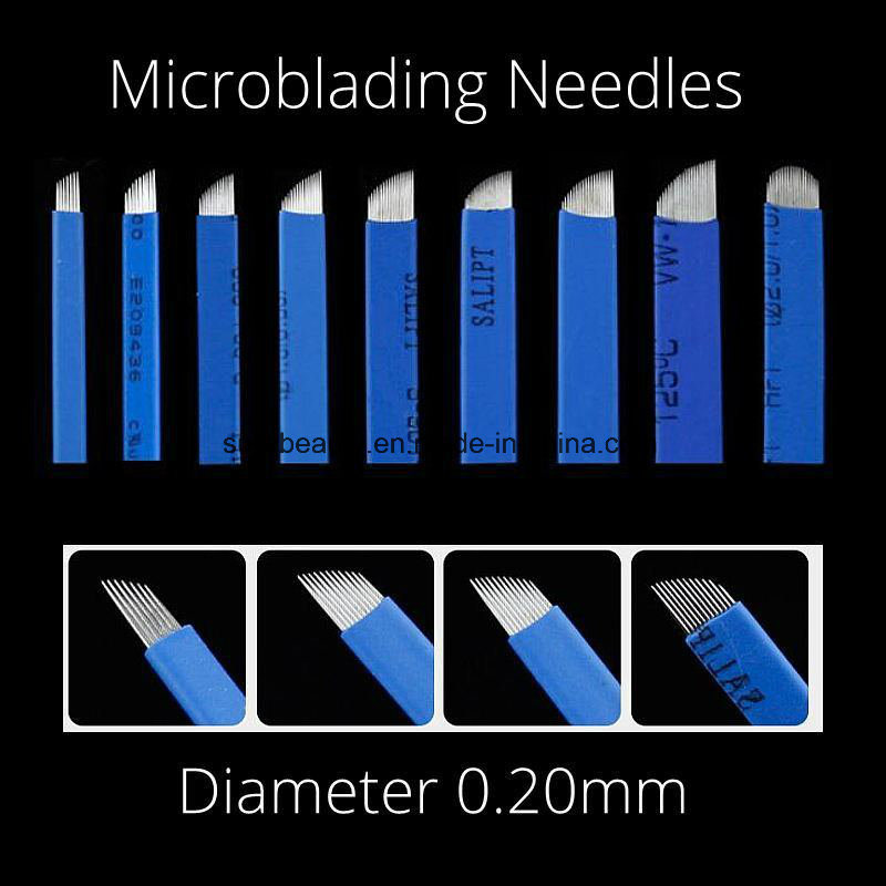 Facotry Sale Permanent Makeup Needles Eyebrow Microblading Manual Bevel Blades Blue 7 Pins-18pins for Tattoo Machine and Pen