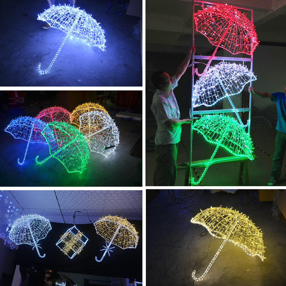 Christmas Across Street LED Decoration Motif Lights 3D Umbrella