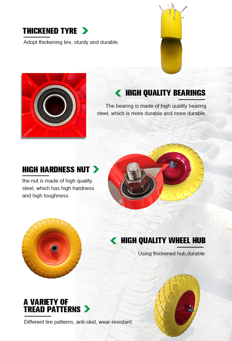 Anti Slip and Abrasion Resistant 14 Inch 3.50-8 PU Foam Wheel