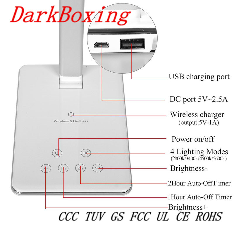 Phone Battery Emergency Wireless Charger with USB No Strobe Table Lamp