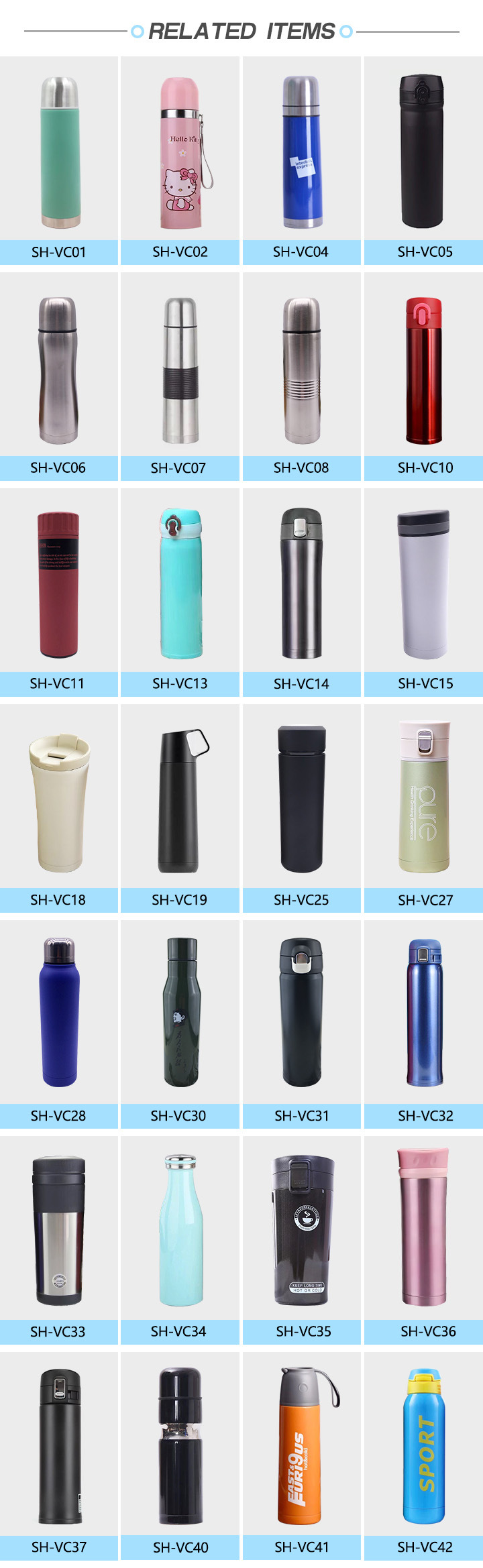 300ml Stainless Steel Flask, Thermos & Vacuum Water Bottle (SH-VC10)