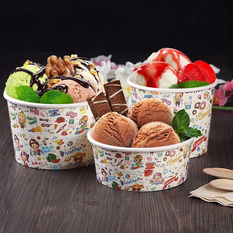 Disposable Ice Cream Packing Bowl Packing Cups with Lid