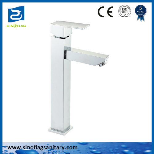 Square Brass Zinc Basin Faucet Polish and Chrome Finish