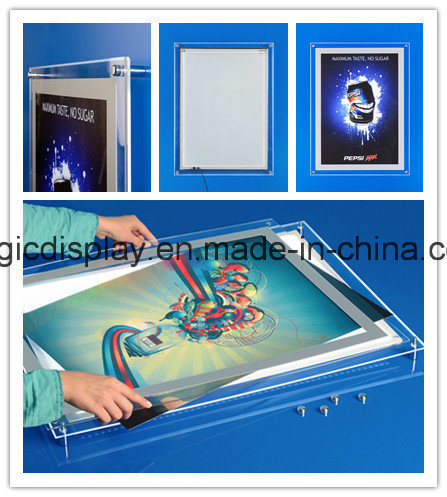 Crystal Slim LED Panel Light Box Acrylic Counter Top Photo Frame