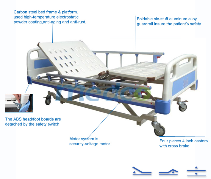 Three Function Super Low Electric Hospital Bed with Ce & ISO