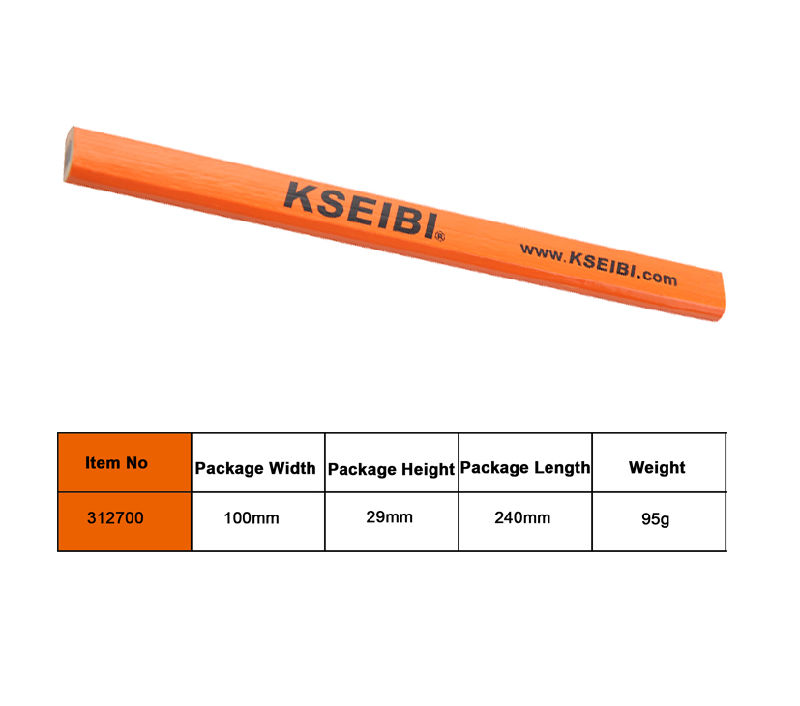 Kseibi Professional Wooden Triangle Carpenter Pencil with Pencil Sharpener