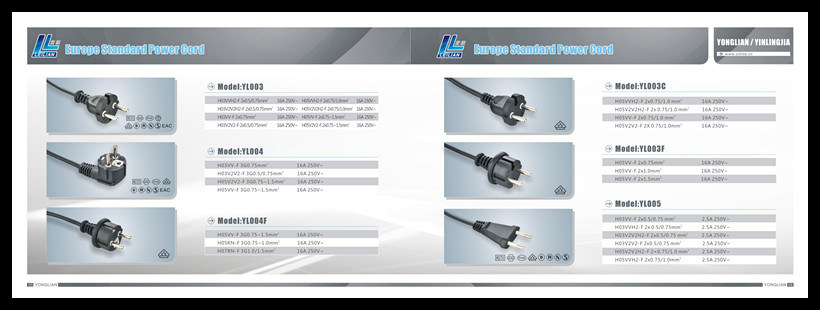 Yonglian Yl004f European Standard Power Cord with Germany VDE