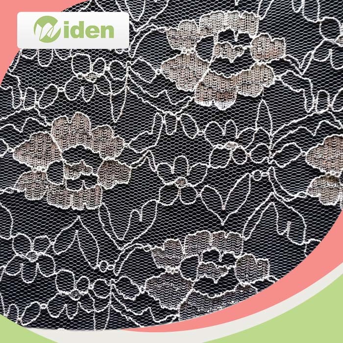 Fancy Black Nylon Net Lace Cord Lace Fabric with Rhinestones