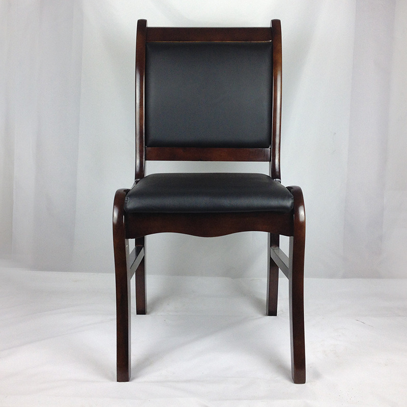 Office Leather Conference Wooden Chair Without Arms