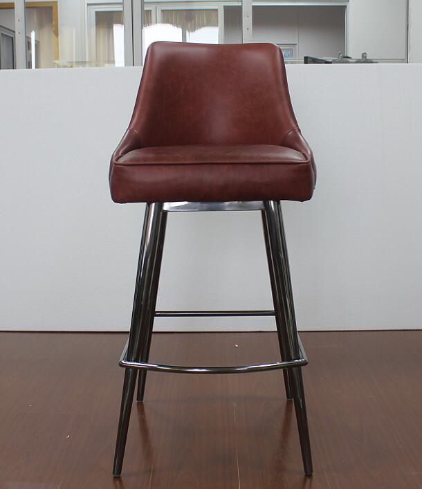 Plating Black Stainless Steel Legs with Vintage Leather Bar Chair D-58