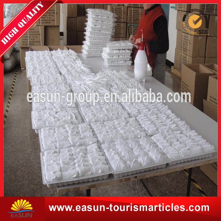 Disposable White Tray Cotton Face Towel for Airline