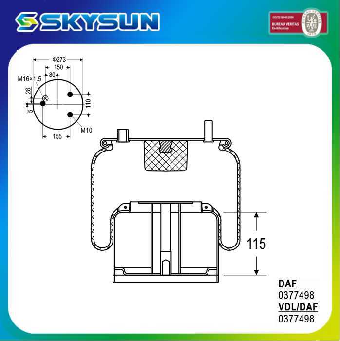 Truck Trailer Auto Spare Parts Suspension Rubber Air Spring (0083656/0377498/0388165/0297721/0526651)