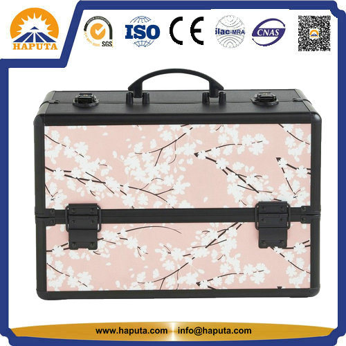 Purple Sakura Carrying Aluminum Makeup Case (HB-6311)