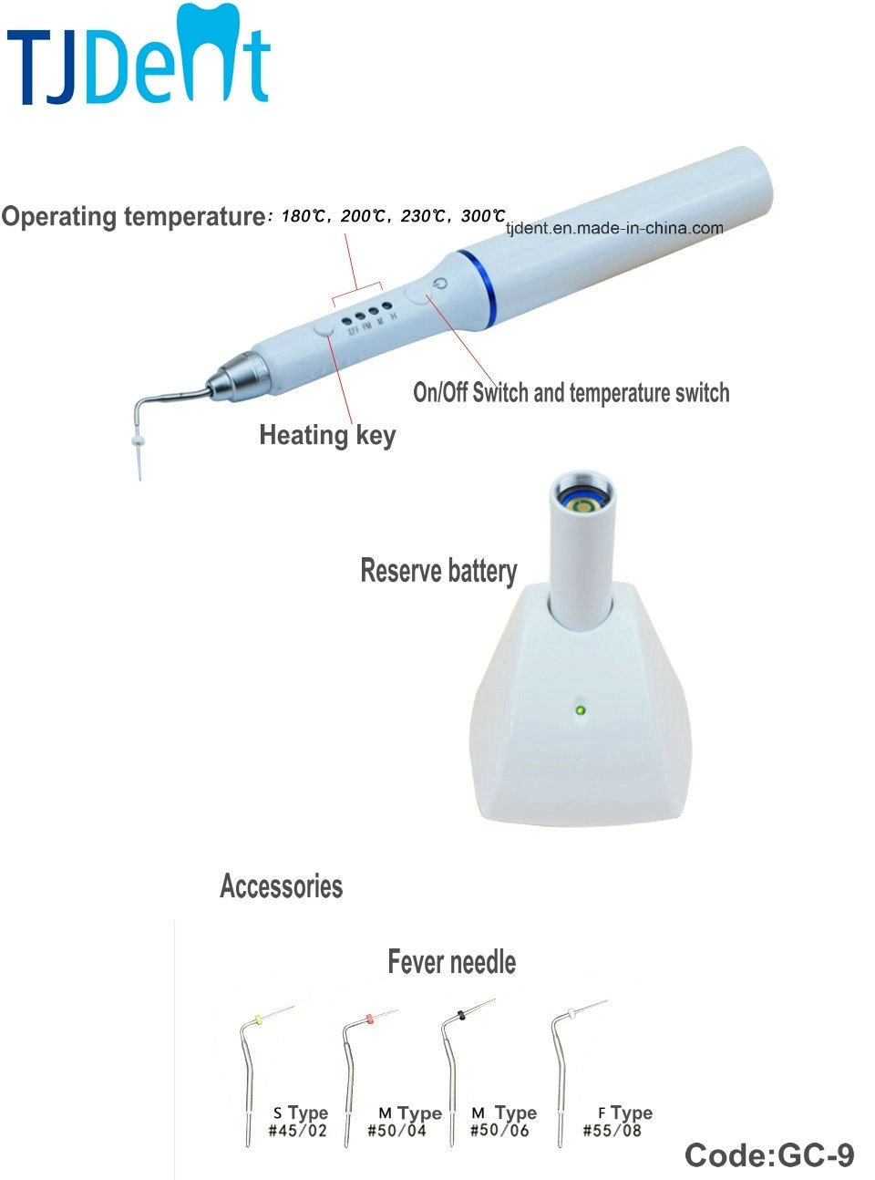 Dental Wireless Cordless Gutta Percha Cutter Obturation Pen (GC-9)