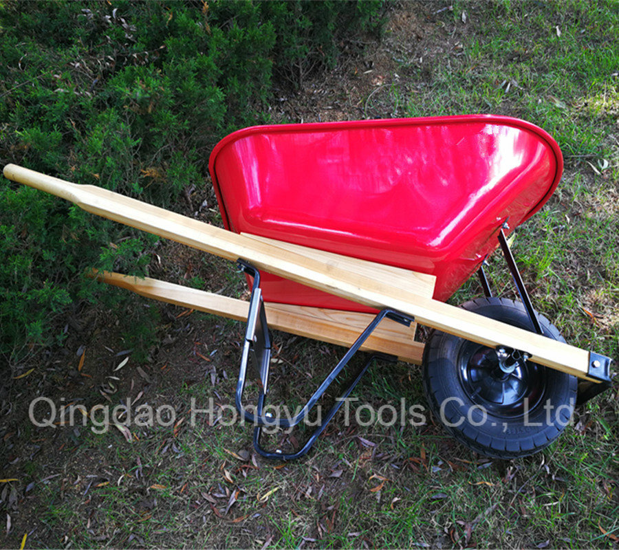 American Market Plastic Tray Wood Handle Wheelbarrow