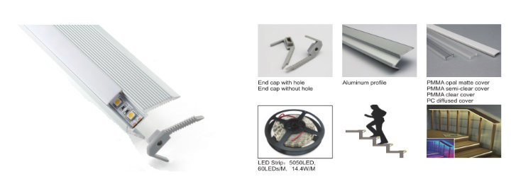 Alp022 Popular Step/ Stair LED Light White 4000K IP20/IP42/IP65/IP67/IP68 Aluminum LED Lighting Extrusion Profile for Interior & Exterior Application