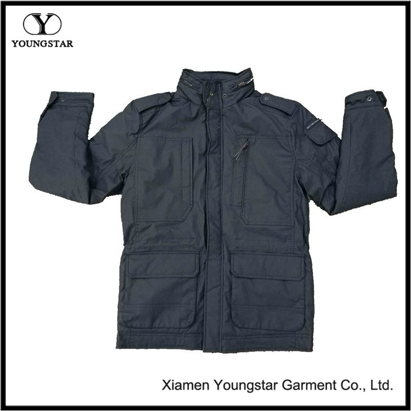 Navy Blue Parka Windproof Mens Parka Jacket with Hidden Hood