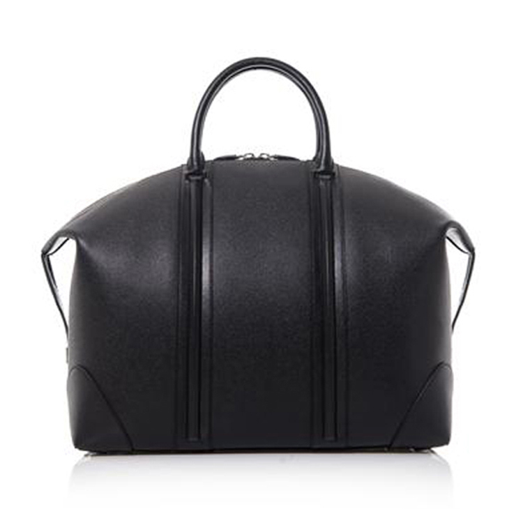 Branded Fashion Design Black Leather Bag Weekend Travel Bag