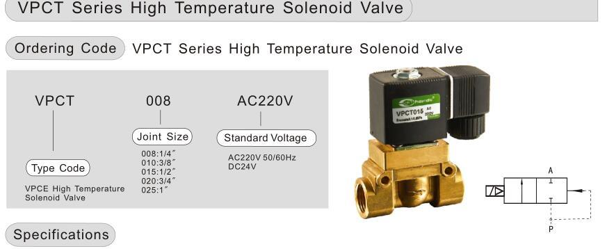 Vpct008 Brass High Temperature Steam Solenoid Valve