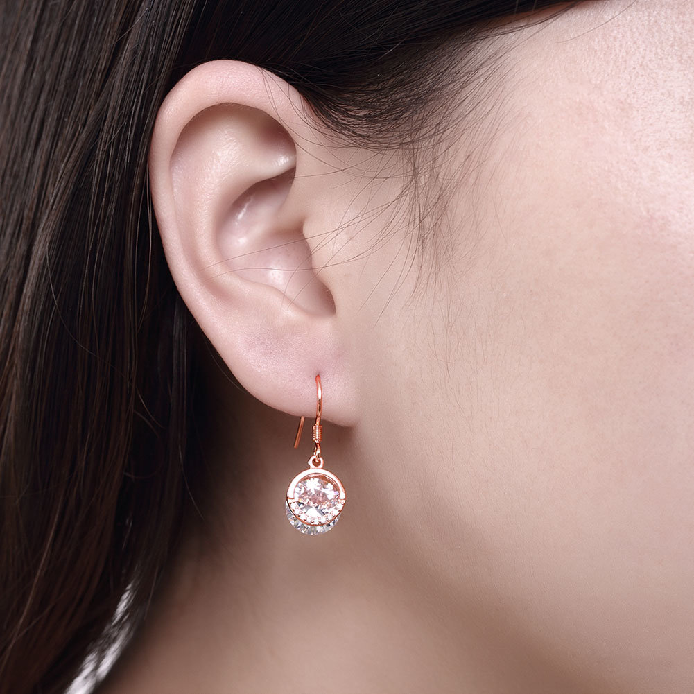 925 Sterling SilverÂ  Casual Style Zircon Rose Gold Plated EarringÂ 