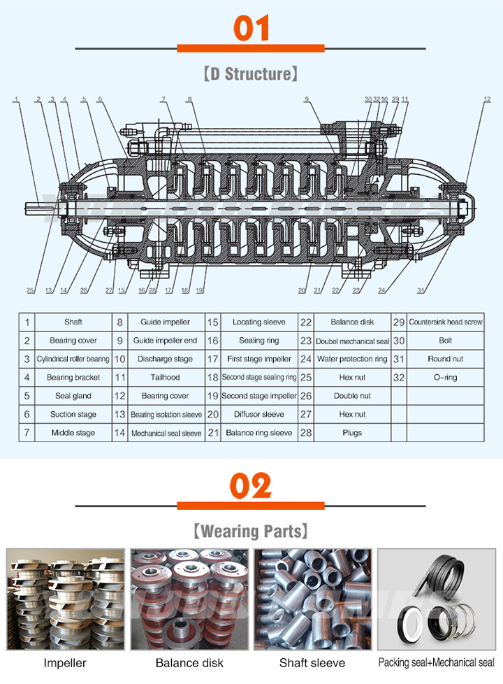 D Horizontal Multistage Hot Water Circulation Pump