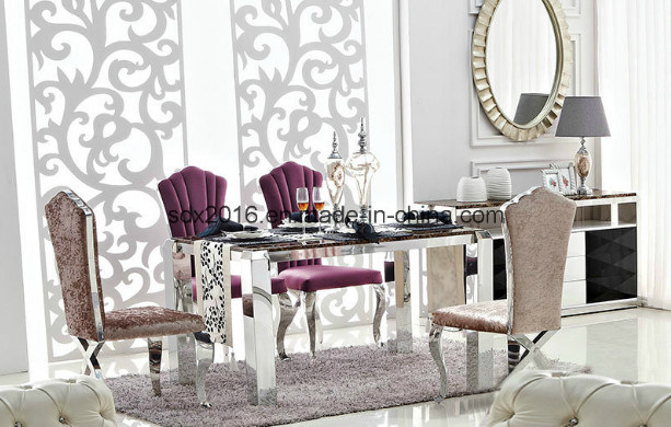 Modern Dining Room Elegant Velet Stainless Steel Wedding Hotel Dining Chair