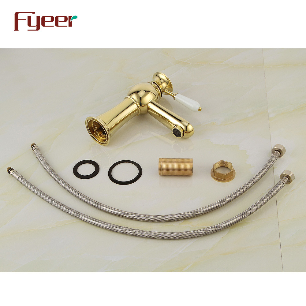 Fyeer Single Handle Gold Plated Basin Faucet