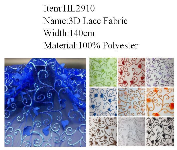 Hot Selling Fashion Design 3D Embroidered Lace Fabric