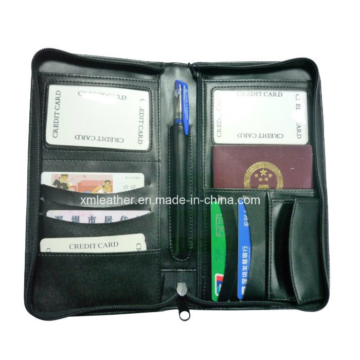 Black Imitation Leather Travel Passport Holder for Men