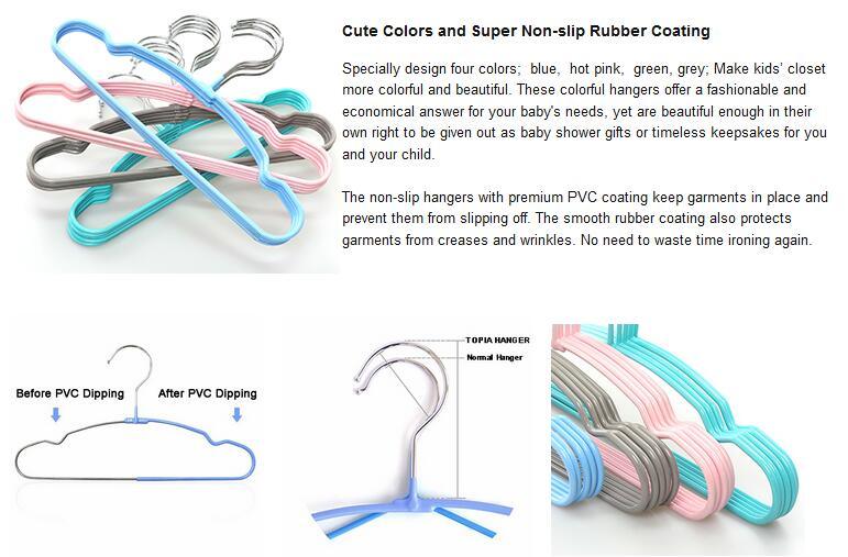 New Product Safe Scented Short Baby PVC Coated Wire Clothes Hangers