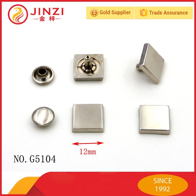 Jinzi Metal 12mm Square Head Rivet Nail Button for Clothing and Bags