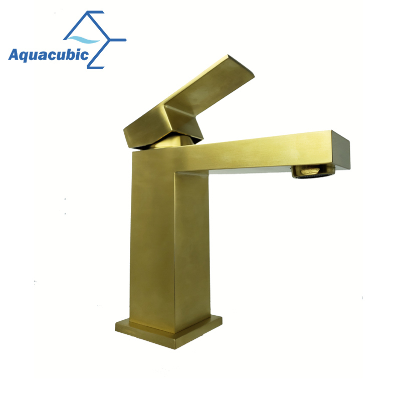 Gold Bathroom Single Handle Brass Basin Faucet (AF6028-6G)