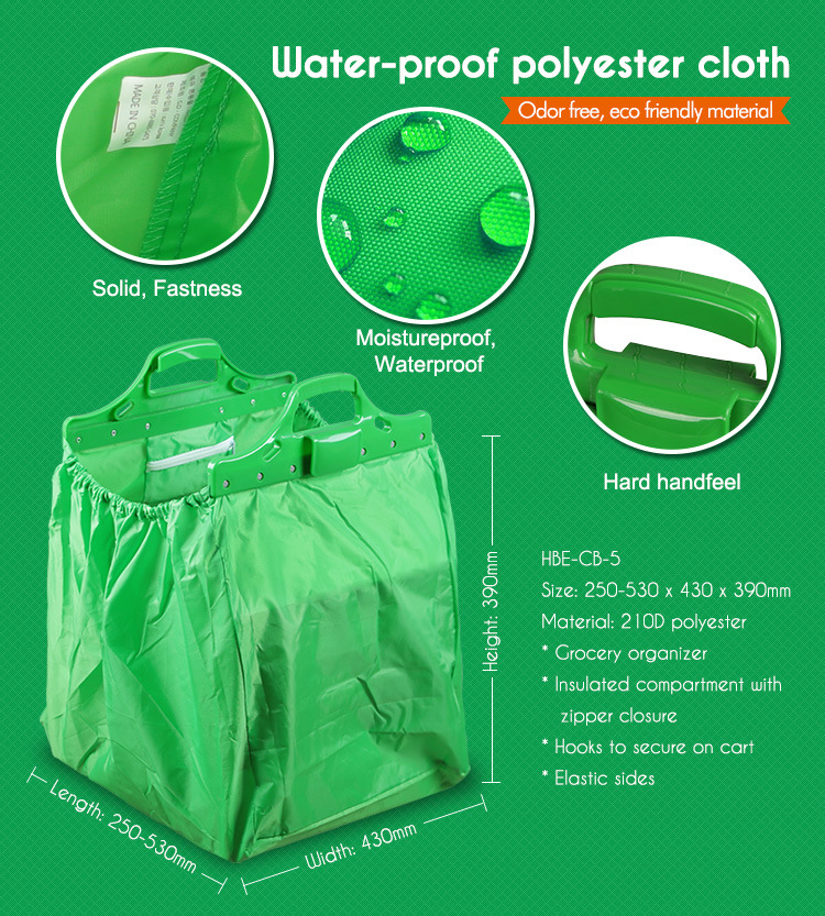 Supermarket Polyetser Fabric Foldabe Shopping Trolley Bag