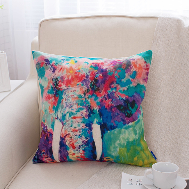 Home Decorative Cotton Linen Printed Throw Pillow Case Without Stuffing (35C0009)